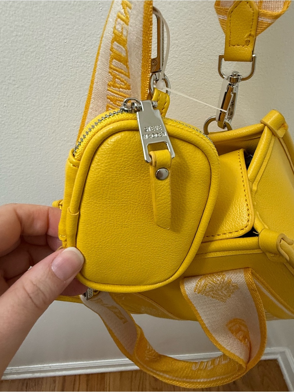 Steve Madden NWT Bwebberp Mini Crossbody Tote Bag with Coin Pouch - Mustard Yell - Picture 11 of 13